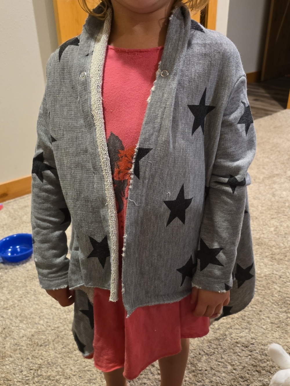 nununu Gray Star Print Open-Front Cardigan with Black Stars